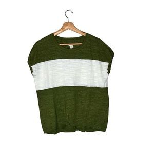 J. Crew Green and White Blouse